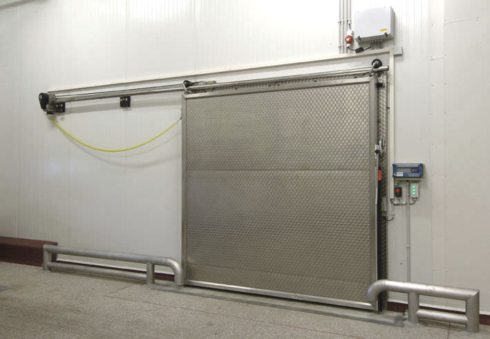 Porte coulissante / en métal / pour chambre froide / de sécurité - V ... Porte coulissante / en métal / pour chambre froide / de sécurité - V ...