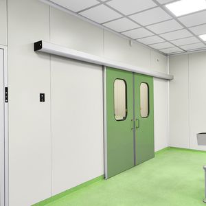 portes coulissantes / en aluminium / pour salles blanches / vitrée
