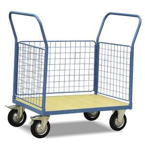 chariot de transport / en acier / à plateau / à roulettes
