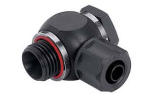 raccord à visser / coudé / pneumatique / librement orientable