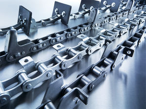 chaîne de levage / en métal / à attaches / d'alimentation