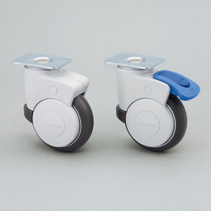 roulette pivotante / à platine / enduite polyuréthane / pour meuble