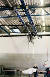 pont roulant bipoutre / en aluminium / profilé en acier / pour usage intensif