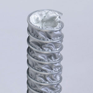 gaine de ventilation flexible / en tissu de verre enduit silicone / en acier galvanisé / d'extraction de fumée