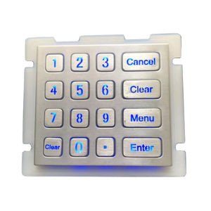 clavier numérique 16 touches / encastrable / en inox / rétroéclairé