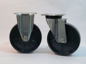 roulette pivotante / à platine / pour fortes charges / en fonte