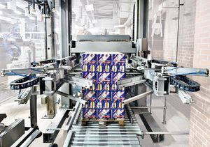 palettiseur à portique / couche par couche / par le bas / robotisé