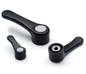 manette indexable en acier / à poignée plastique / en technopolymère / avec insert taraudé