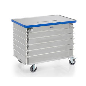 conteneur à déchets en acier / en aluminium / pour papier / avec couvercle