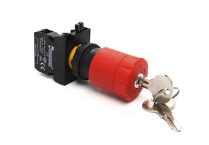bouton poussoir à clé / coup de poing / unipolaire / électromécanique