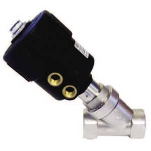 vanne à commande pneumatique / pour eau chaude / à siège incliné / 2/2 voies