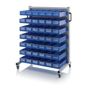 chariot de stockage / aluminium / à étagères / porte-bacs