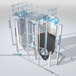 unité de micro-filtration au charbon actif / pour le traitement d'eaux brutes / avec lavage à contre-courant