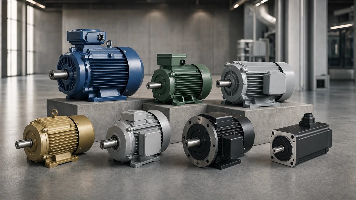 Moteur AC industriel alimentant un système de convoyeur dans un entrepôt logistique automatisé moderne pour la manutention de charges lourdes.