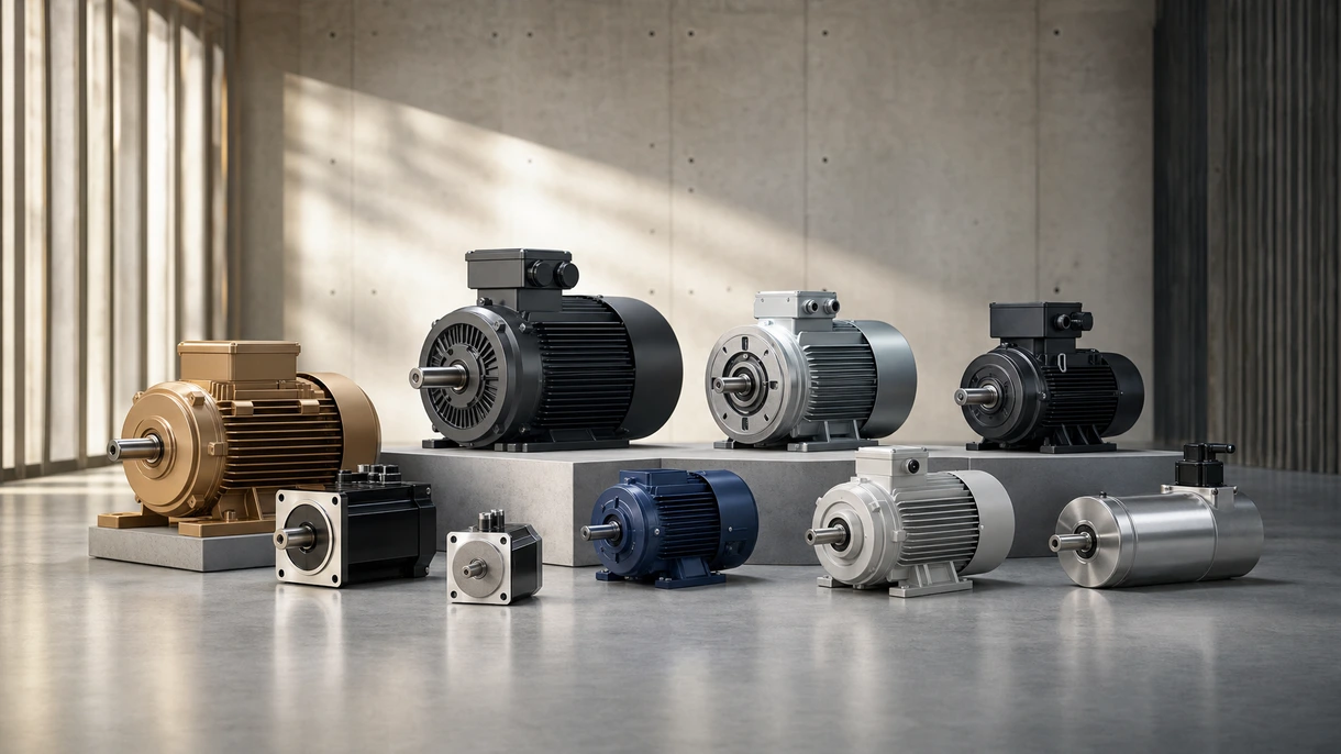 Moteur asynchrone triphasé alimentant un système de convoyeur dans un entrepôt logistique et centre de distribution automatisé moderne.