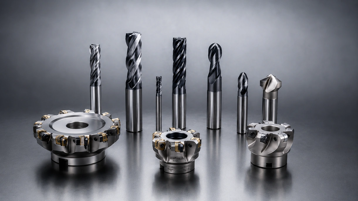 Fraise d'usinage CNC effectuant un enlèvement de métal à grande vitesse sur une pièce industrielle en acier au sein d'un centre d'usinage vertical.