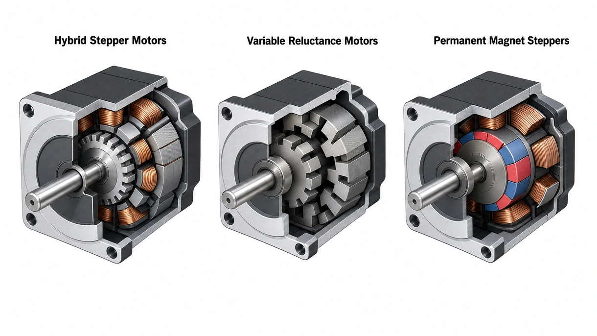 Gros plan technique d'un rotor de moteur pas à pas de taille NEMA montrant les dents usinées avec précision et la disposition des aimants permanents.