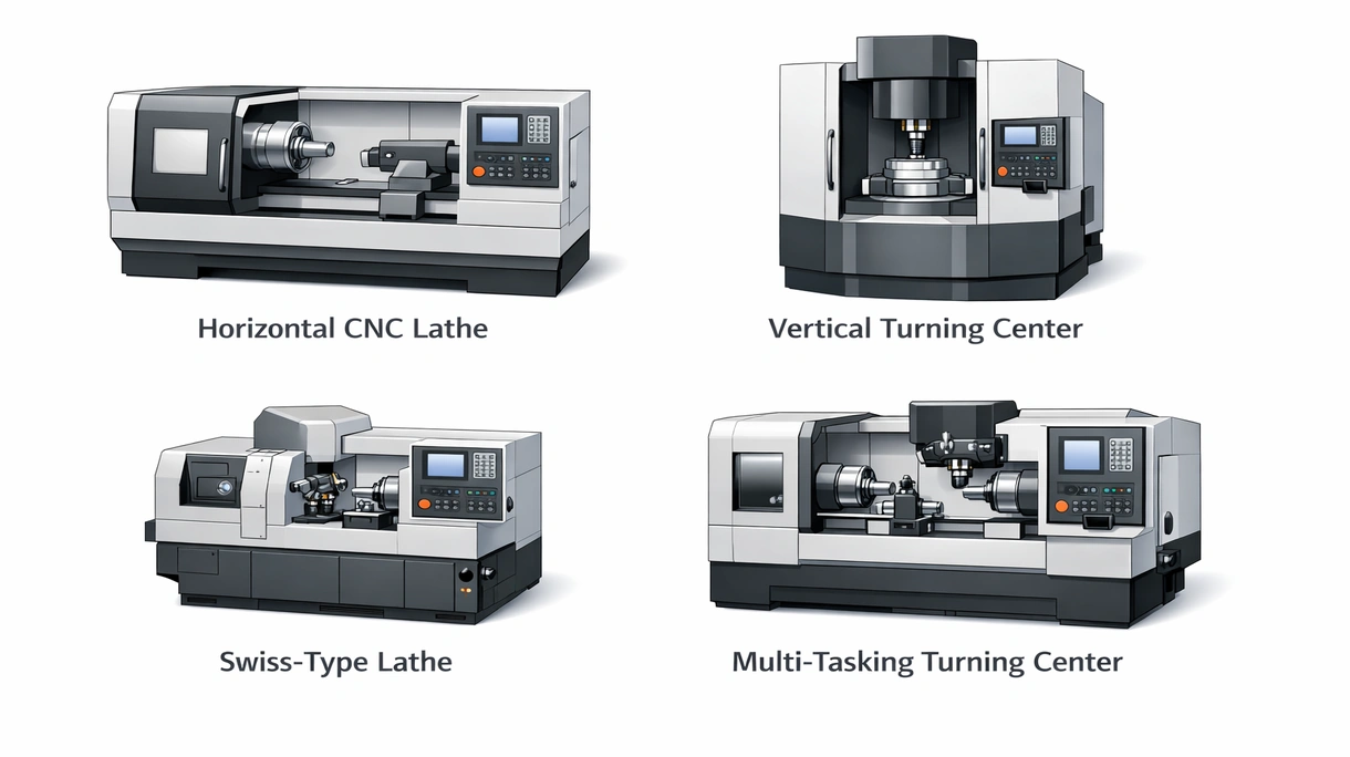 Gros plan d'une tourelle de tour CNC indexant un outil de coupe en carbure contre une pièce cylindrique en acier en rotation.