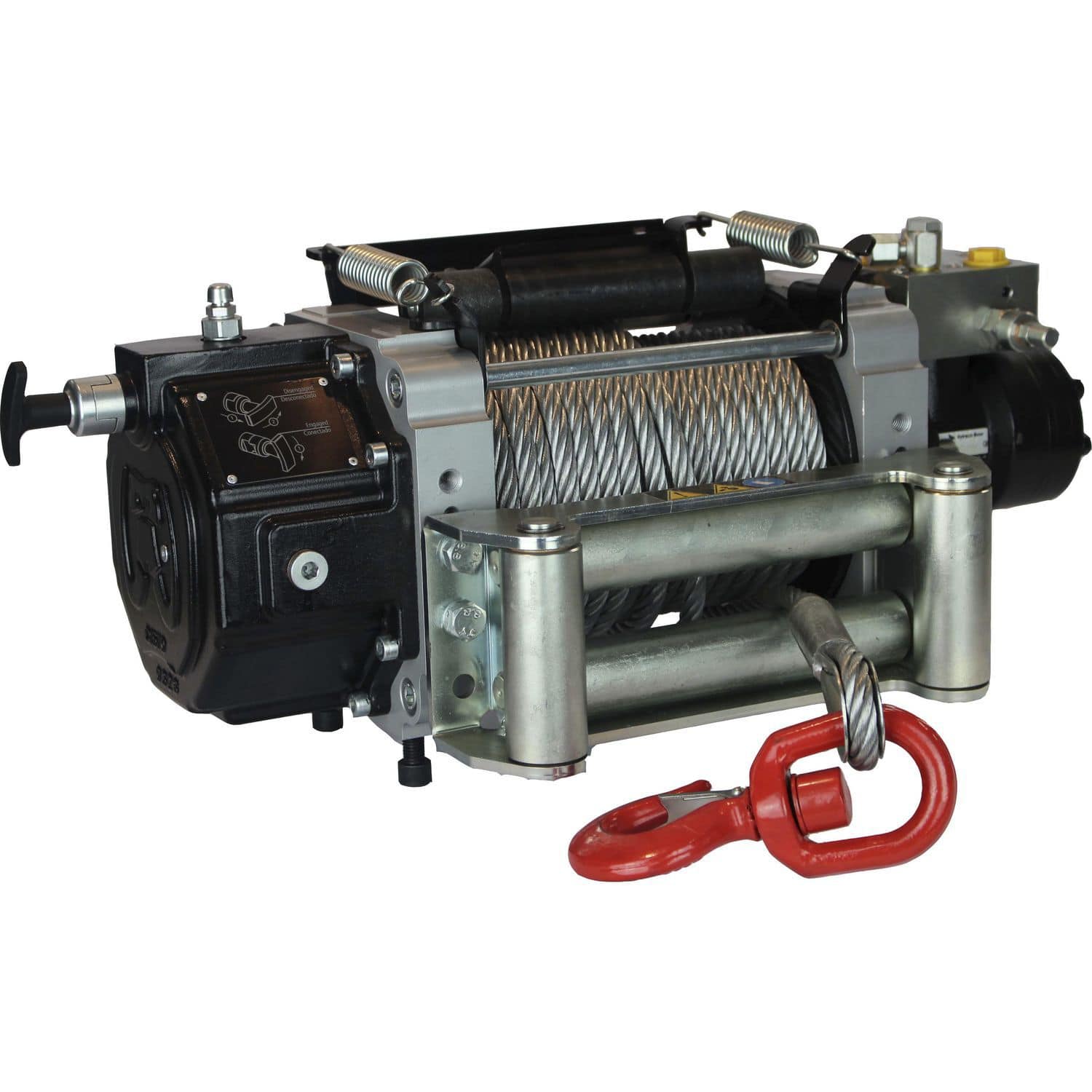 Treuil Hydraulique 15000 Lbs Avec Câble Acier - Pour Récupération Véhicule, Boîte Ouverte, Acier Carbone