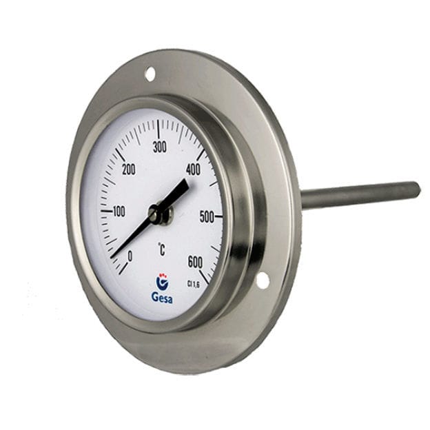 Thermomètre Bimétallique Inox WSS-303 | Plages 0-50 à 0-300°C, Filetage 1/4PT, Longueur Sonde 100 Mm