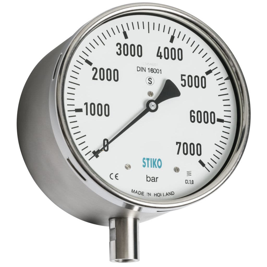 Manomètre analogique PBXSF STIKO en acier inoxydable / à tube de
