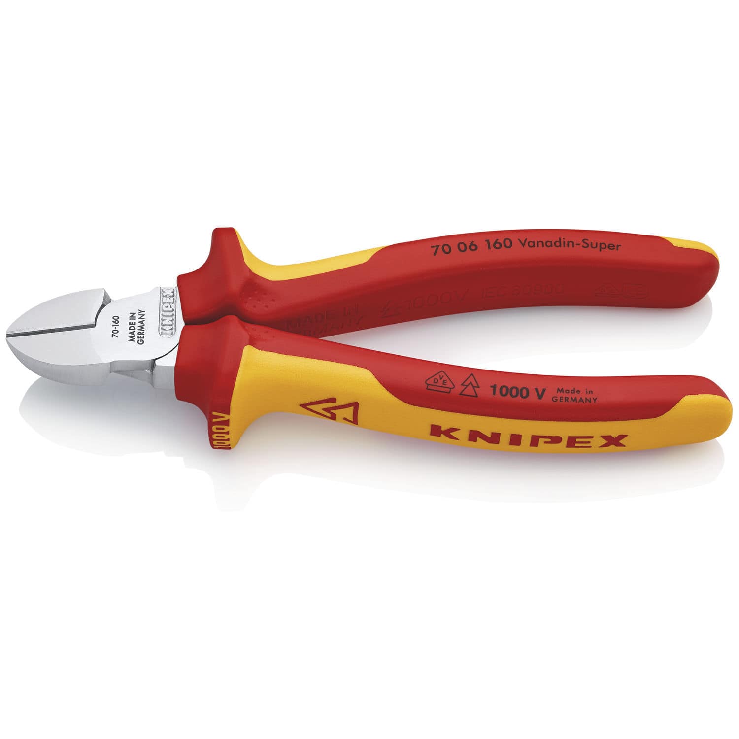 Knipex Pince Coupante De Côté 160 Mm 70 02 160 - Outil Professionnel Noir Atramentisé Avec Gaines Bi-Matière