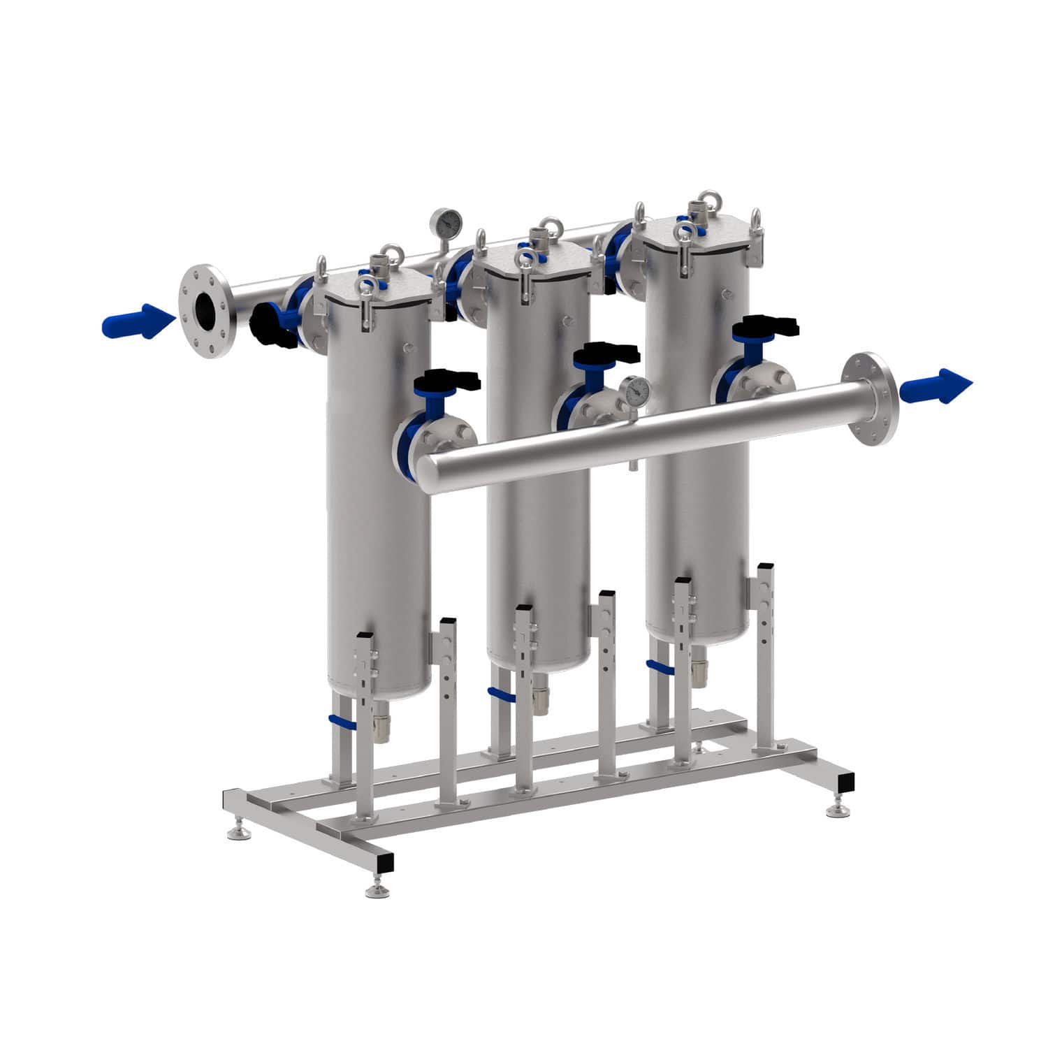 Boîtier Filtre à Manchets 304 Inox - Pression 150 PSI (1.0 MPa) - Entrée/Sortie DN25