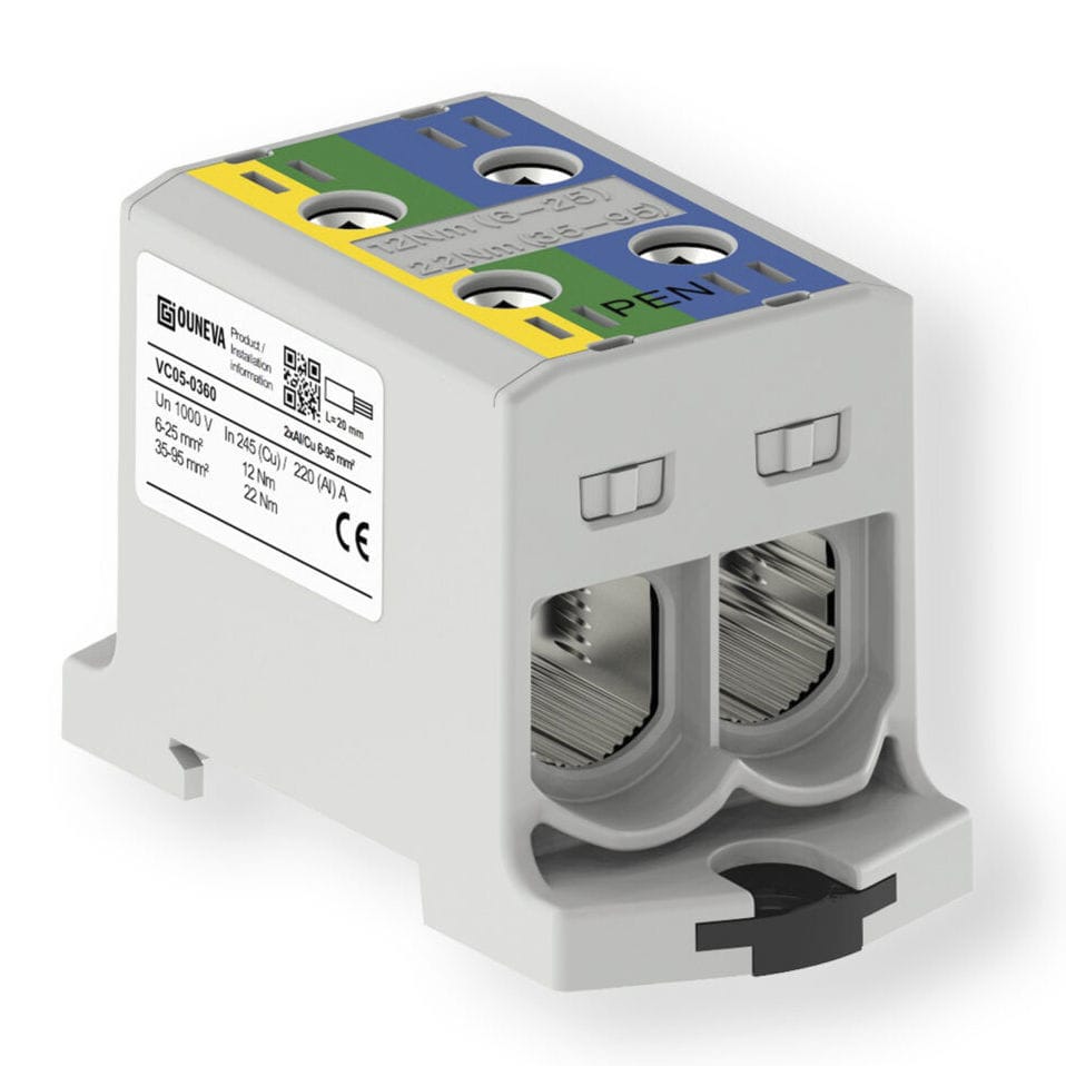 Bloc De Jonction Batterie 3 Goujons M10 - 12-48V 600A - Laiton Nickelé, Base Nylon - Pour Voiture, Camping-car, Bateau