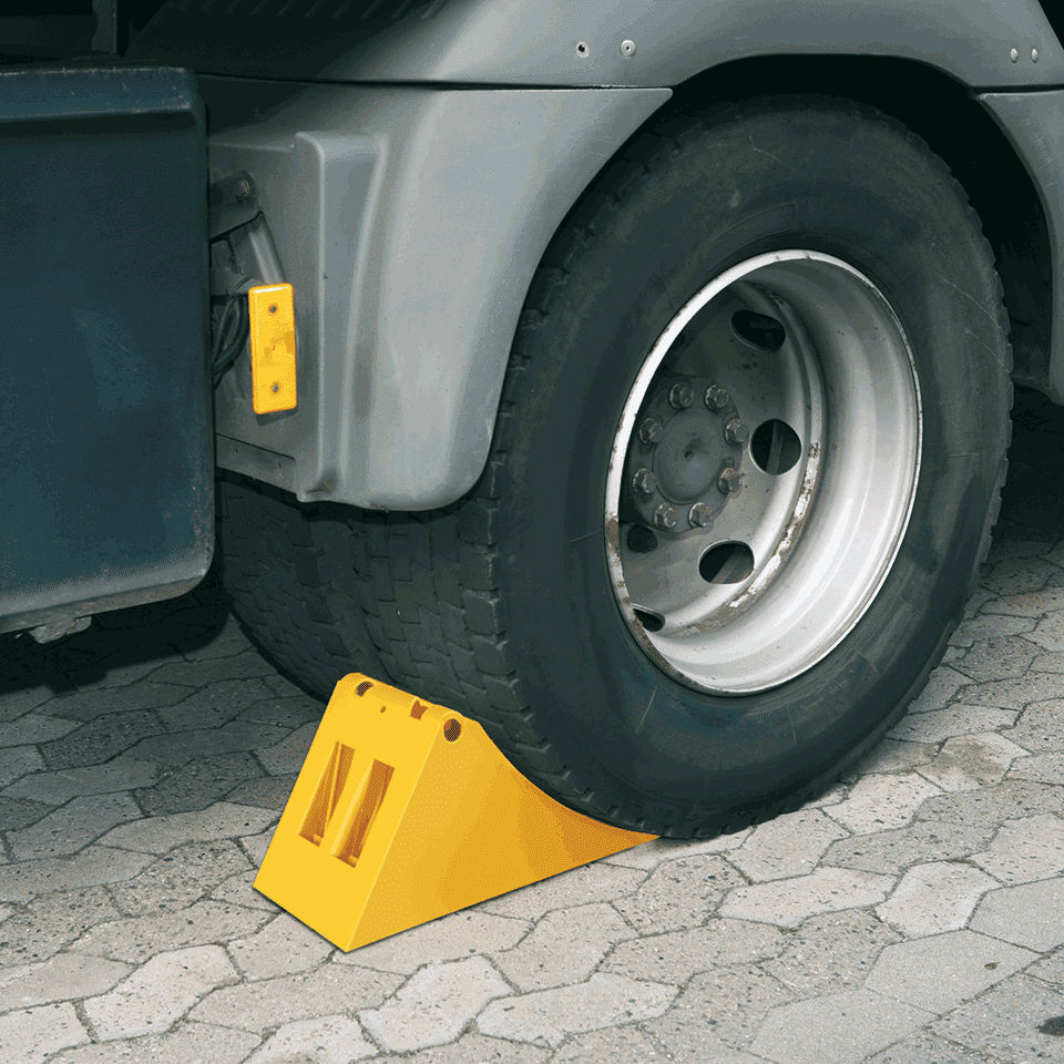 Cale De Roue Pour Camion Et Camping-car - Capacité 3,5 Tonnes, Conforme DIN 76051-E36 - En Plastique, Avec Support