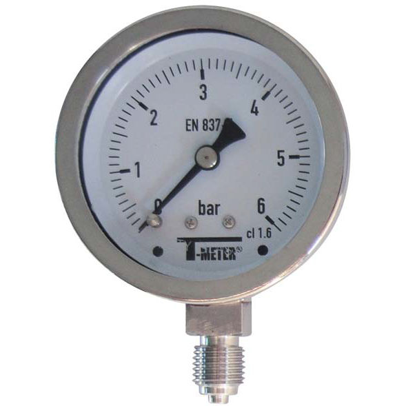 Manomètre Pression Acier Inoxydable 50mm - 0-100PSI/7Bar - Montage Arrière 1/8 BSPT - Pour Air, Eau, Huile