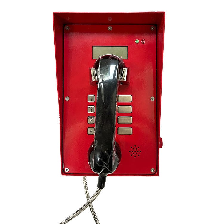 Téléphone Mural Analogique Rouge HQTelecom HQ-102-RED Avec Cadran, Parfait Pour Les Urgences