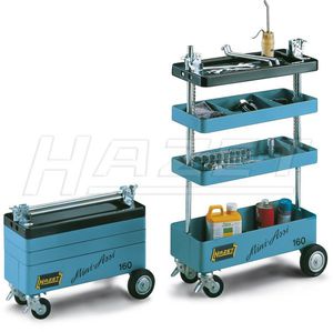 chariot poste de travail / en plastique / à plate-forme grillagée / à étagères