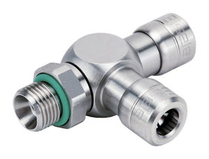 raccord en T / push-in / pneumatique / en acier inoxydable