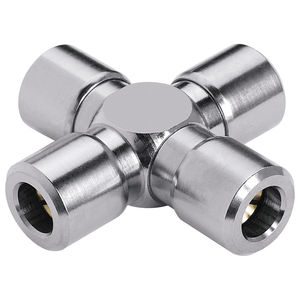 raccord push-in / en croix / pneumatique / en laiton nickelé