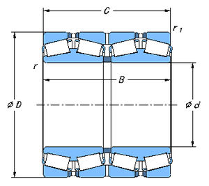 roulement à rouleaux coniques / à quatre rangées