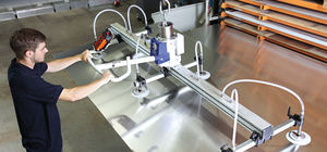 palonnier à ventouse pour tôle / pour tôle d'aluminium / horizontal / sécurisé