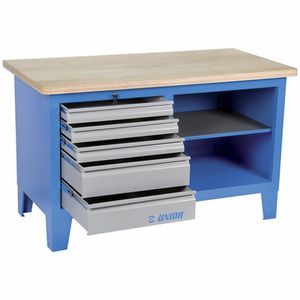 établi en bois / à 5 tiroirs