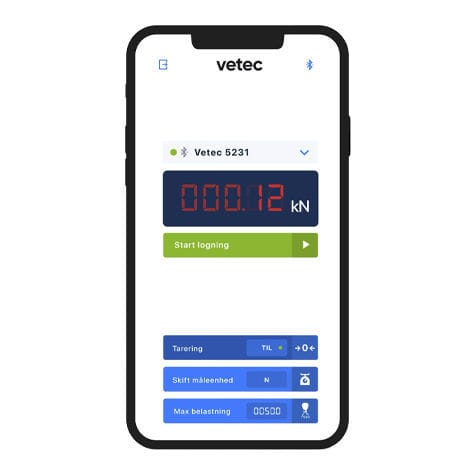 Application mobile pour dynamomètre - Vetec A/S - de supervision / de mesure / de pesage