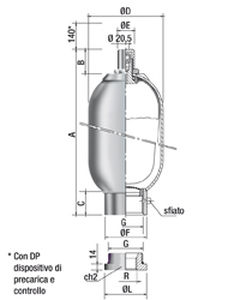 Accumulateur à vessie - SL series - SAIP S.R.L. - sous azote / en inox / en acier au carbone