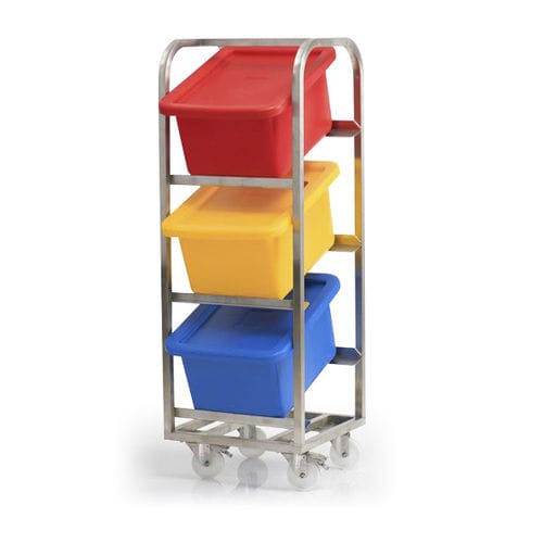 Chariot de stockage - H3338 - MI Mailbox International GmbH - en acier inoxydable / 3 niveaux / porte-bacs