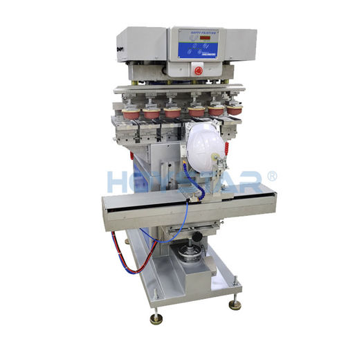 Machine de tampographie à encrier ouvert - GW-M6/S-M - Dongguan Hoystar Printing Machinery Co.,Ltd - à 6 couleurs / pour casque de sécurité