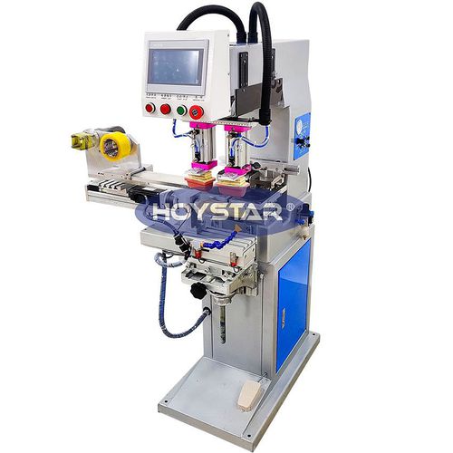 Machine de tampographie à encrier fermé - GW-P2S-R - Dongguan Hoystar Printing Machinery Co.,Ltd - à 2 couleurs / rotative / avec écran tactile