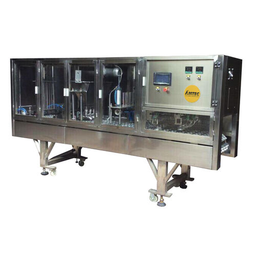 Remplisseuse operculeuse automatique - 14-20 p/min, 2 lane - AMTEC Packaging Machines - de gobelets / de poudre