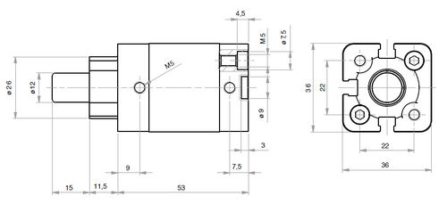 Vérin pneumatique - PST020.015.GS.L - ARTEC SRL - simple effet / en aluminium / en acier inoxydable