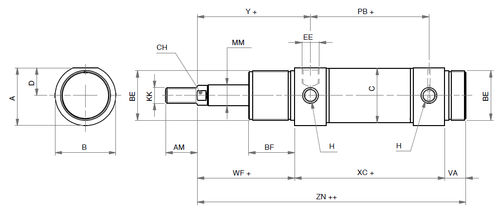 Vérin pneumatique - ISEM - ARTEC SRL - simple effet / rond