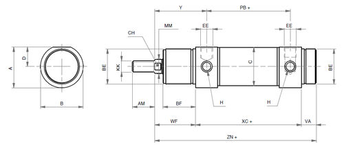 Vérin pneumatique - IDM - ARTEC SRL - double effet / rond