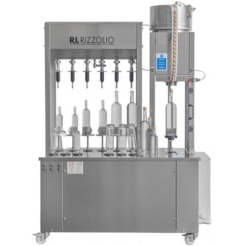 Machine de remplissage semi-automatique - COMPACTBLOCK 6-6-1 500/BH - Rizzolio s.r.l - pour bouteilles en verre / de liquides / pour l'industrie agroalimentaire