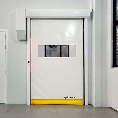 Porte à enroulement - Infraca - en aluminium / pour l'intérieur / pour salle blanche