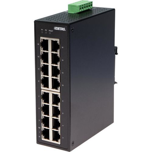 Commutateur Ethernet non administrable - ESNU-16010 - DETAS - 16 ports / fast ethernet / sur rail DIN