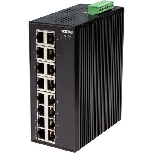 Commutateur Ethernet non administrable - ESNU-16100 - DETAS - 16 ports / Gigabit Ethernet / sur rail DIN
